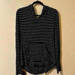Prana striped shirt with hood and thumb holes